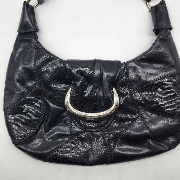 Vintage Fiorelli Black Y2K Patchwork Vinyl Shoulder Bag - Picture 3 of 16